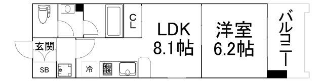 コンソラーレ東野田(1LDK/6階)の間取り写真