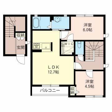 カーサ・グラシアス E棟(2LDK/2階)の間取り写真