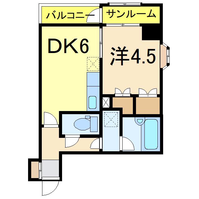 ノーベルウジタ(1DK/3階)の間取り写真