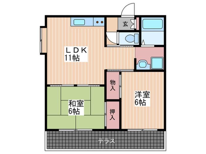 S-ONEビル(2LDK/2階)の間取り写真