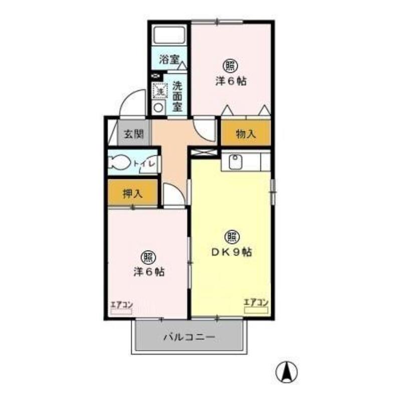 クロワール(2DK/2階)の間取り写真