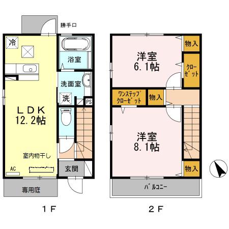 セジュールコートあべの(2LDK/1階)の間取り写真