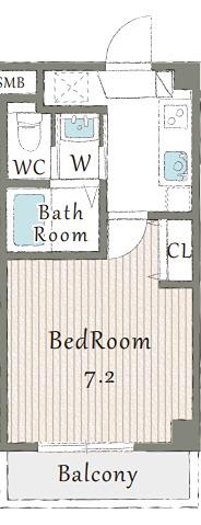 フローレンス塚口(1K/2階)の間取り写真