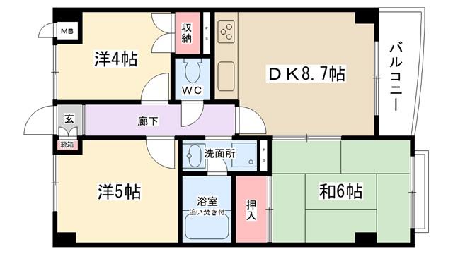 アネックス相模台(3DK/2階)の間取り写真