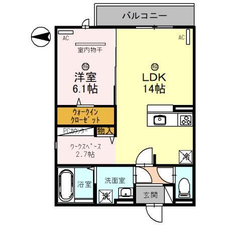 スペチアーレ巽中 A棟(1SLDK/2階)の間取り写真