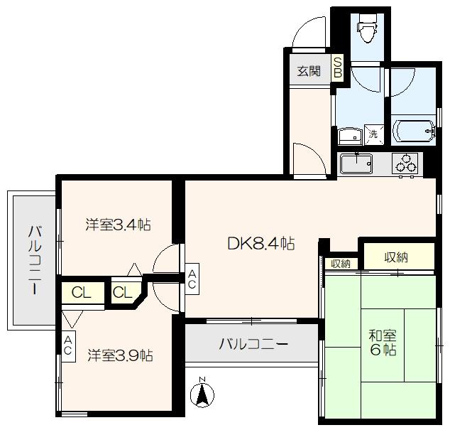 プライムコート中村橋(3DK/1階)の間取り写真