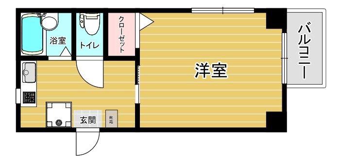 スリム高取(1K/3階)の間取り写真