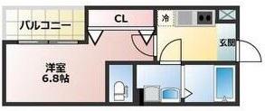 アプローズ新深江(1K/2階)の間取り写真