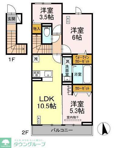 センチュリーハイムすみよし台 V(3LDK/2階)の間取り写真
