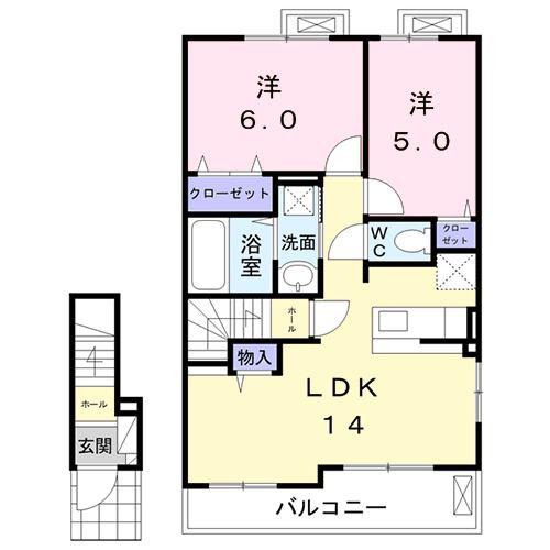プルチーノII(2LDK/2階)の間取り写真