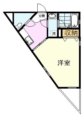 フラットK(1K/2階)の間取り写真