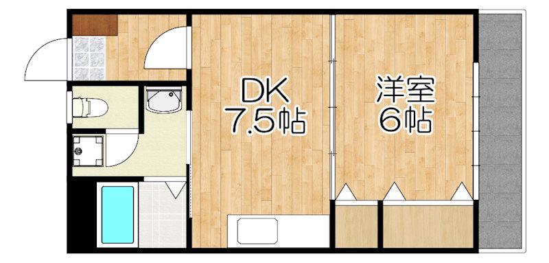 クレインポート(1DK/3階)の間取り写真