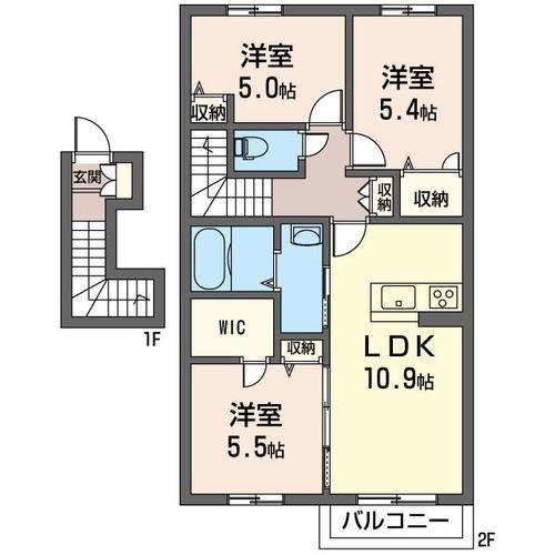 カーサ・ビアンコ(3LDK/2階)の間取り写真
