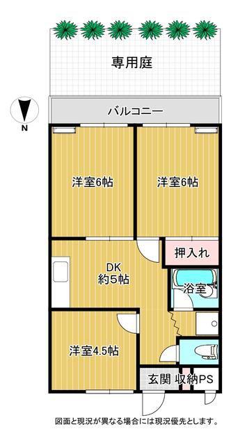 ヒヨシハイツ(3DK/1階)の間取り写真