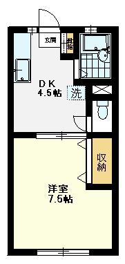 パルデンス機山(1DK/1階)の間取り写真