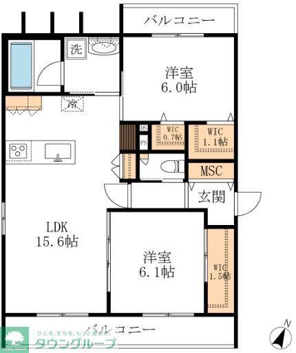FUJISTAR西山元町(2LDK/2階)の間取り写真