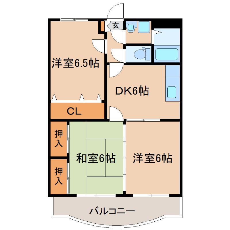 サンヴェールマンション(3DK/2階)の間取り写真