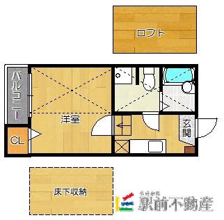 ベネフィスタウン井尻1(1K/1階)の間取り写真
