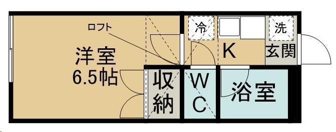フリーダムヒル白鳥A棟(1K/2階)の間取り写真
