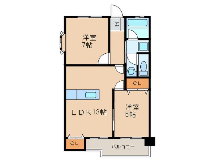 高宮春野ビル(2LDK/5階)の間取り写真