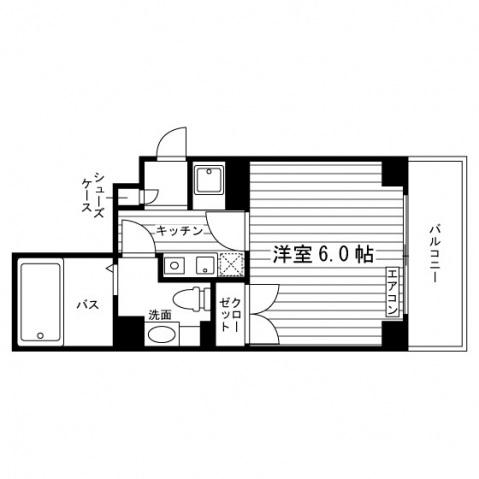 東急東横線 中目黒駅 徒歩6分 5階建 築21年(ワンルーム/2階)の間取り写真