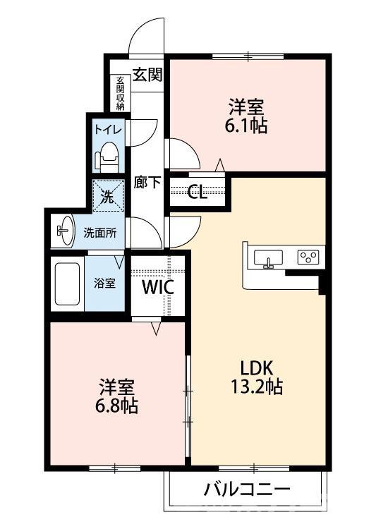 アルミック山荘C棟(2LDK/1階)の間取り写真