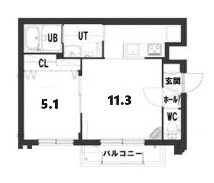 グランメールSARA(1LDK/2階)の間取り写真