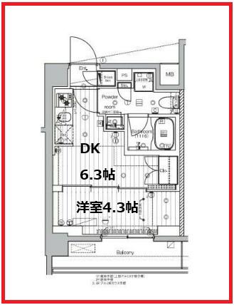 プレミアムキューブ王子神谷(1DK/2階)の間取り写真