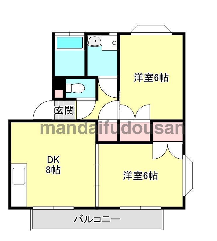 レインボー都北ハイツG棟(2DK/1階)の間取り写真