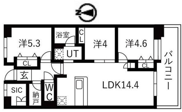 アクティ目黒駅前1棟(3LDK/11階)の間取り写真