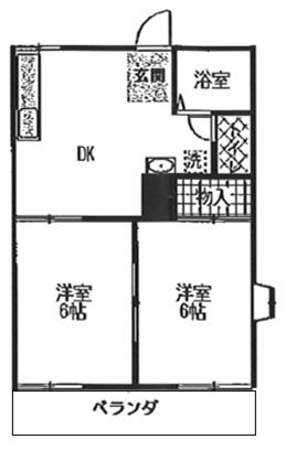 服部ハイツA(2DK/2階)の間取り写真