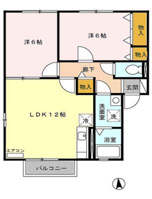 クレーネ東(2LDK/2階)の間取り写真