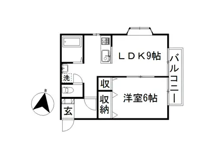 ロイヤルウッド(1LDK/1階)の間取り写真