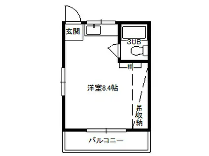 粕川ハイツ(ワンルーム/2階)の間取り写真
