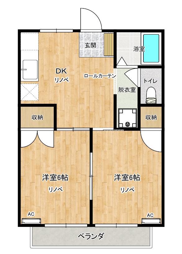 タカセハイツ(2DK/1階)の間取り写真