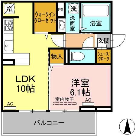 ミルキー住吉(1LDK/2階)の間取り写真