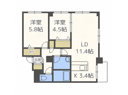 リベルタ発寒(2LDK/3階)の間取り写真