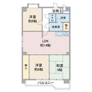 レジデンス栄光(3LDK/4階)の間取り写真