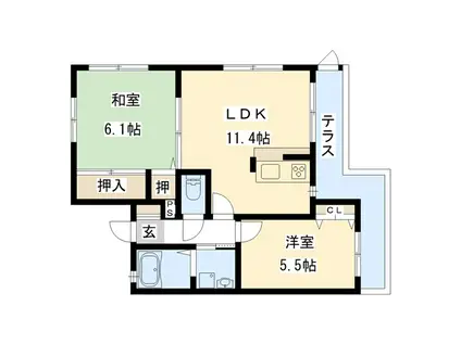 サンメゾン・大宮(2LDK/1階)の間取り写真