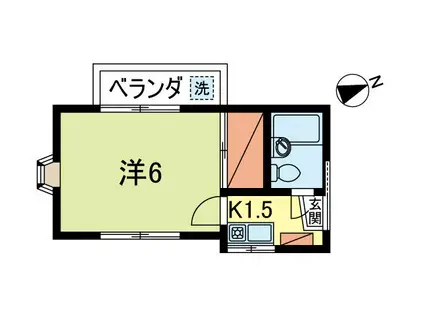 新高円寺ハイツ(1K/2階)の間取り写真