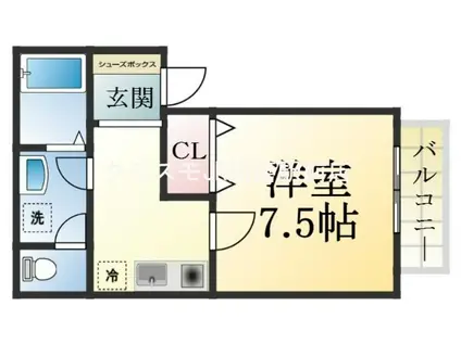 ルシエール離宮(1K/2階)の間取り写真