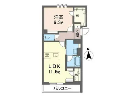 セゾン ブランシェ(1LDK/1階)の間取り写真