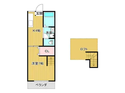 ジェニファー39(1K/1階)の間取り写真