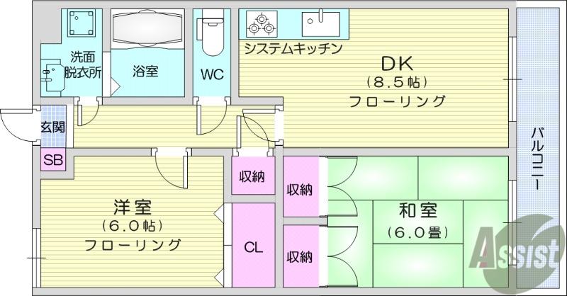 メルベイユ柳生(2DK/3階)の間取り写真