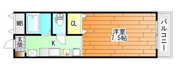 ウィンライフ藤井寺(1K/4階)の間取り写真