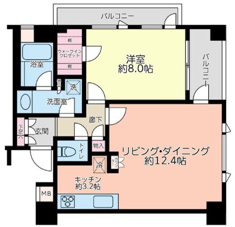 サンウッド杉並井荻フラッツ(1LDK/2階)の間取り写真