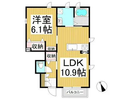 シャーメゾン スマッシュ(1LDK/1階)の間取り写真
