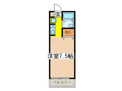 ホワイトキャッスル(ワンルーム/1階)の間取り写真