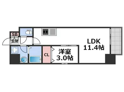 GRAN南堀江(1LDK/8階)の間取り写真