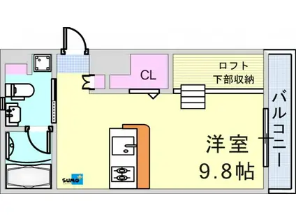 アリスコート上ノ丸(ワンルーム/3階)の間取り写真
